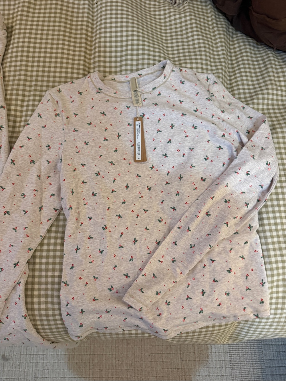 SKIMS NWT cotton jersey long sleeve - oatmeal holly print